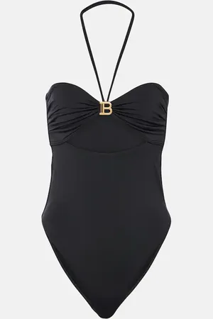 Balmain Draped bandeau swimsuit