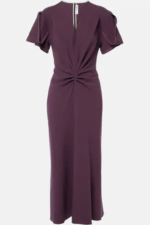 Victoria Beckham Gathered wool-blend midi dress