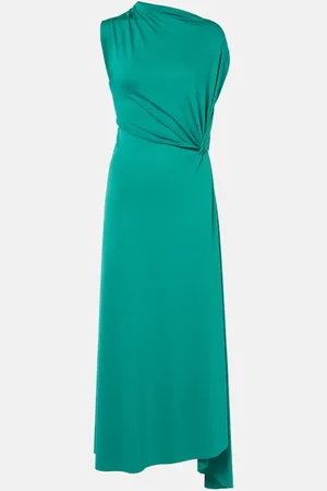 Victoria Beckham Asymmetric gathered jersey midi dress