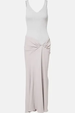 Victoria Beckham Knit-detail crÃªpe maxi dress