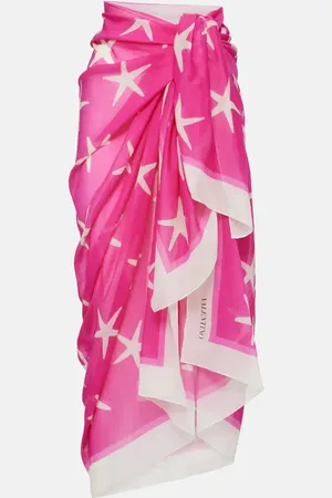 VALENTINO Printed cotton and silk beach cover-up