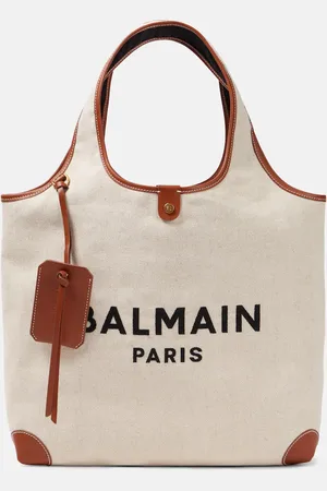 Balmain B-Army leather-trimmed canvas tote bag