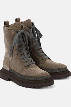 Brunello Cucinelli Monili suede combat boots
