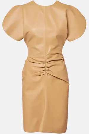 Victoria Beckham Ruched leather cocktail dress