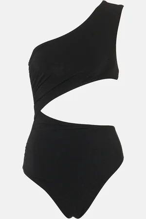 Balmain One-shoulder cutout swimsuit