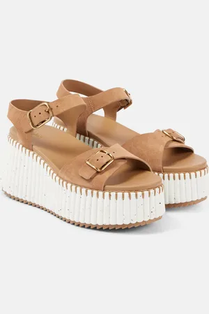 Chloé Nama suede wedge sandals