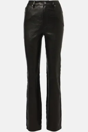 Frame Le High Straight Long leather pants