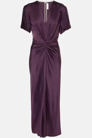 Victoria Beckham Gathered satin maxi dress