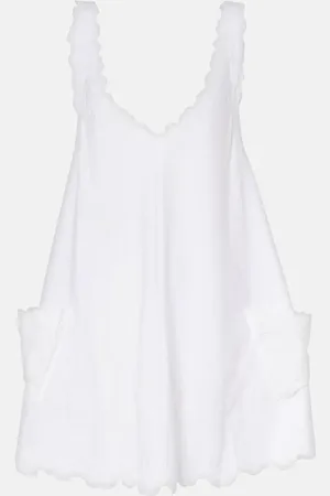 Juliet Dunn Embroidered cotton poplin beach cover-up