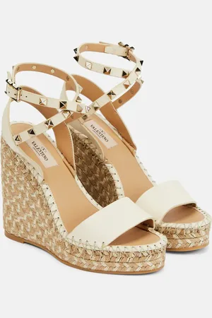 VALENTINO GARAVANI Rockstud leather wedge sandals