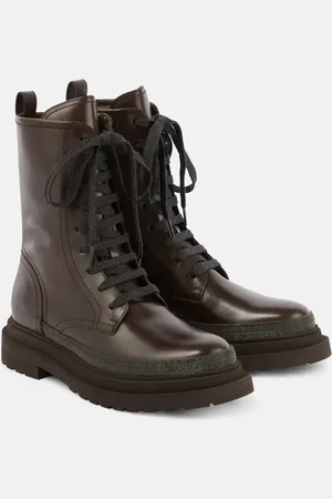 Brunello Cucinelli Monili leather combat boots