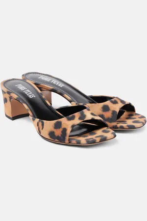 PARIS TEXAS Lara leopard-print suede mules
