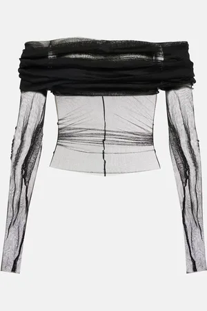 CHRISTOPHER ESBER Sheer off-the-shoulder silk top