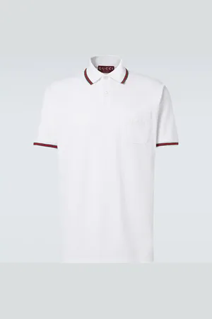 Gucci Web Stripe cotton-blend piquÃ© polo shirt