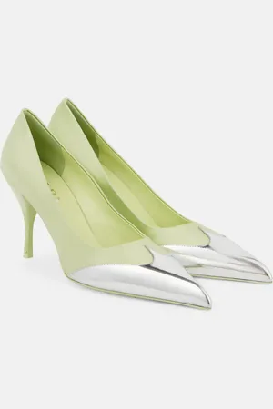 Prada 85 satin and metallic leather pumps