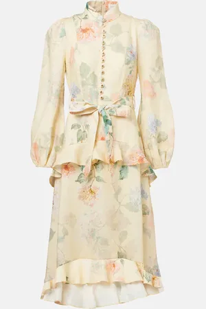 ZIMMERMANN Illuminate floral linen midi dress