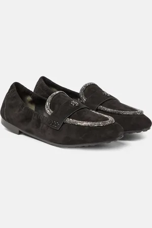 Tory Burch Crystal-embellished suede loafers