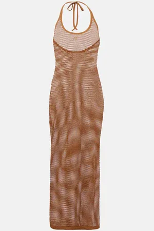 Courrèges Sheer cotton mesh midi dress