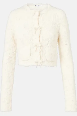 Acne Studios Bow-detail cropped wool-blend cardigan