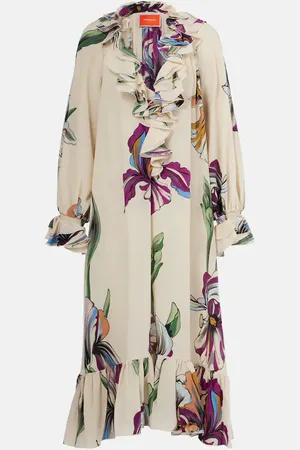 La DoubleJ Floral silk crÃªpe de chine midi dress