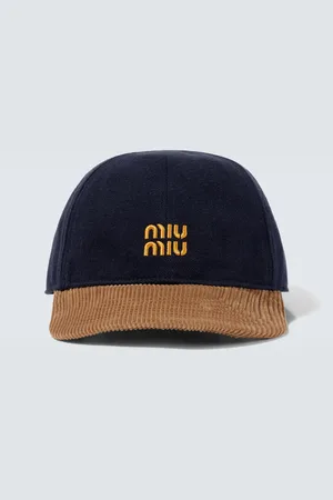 Miu Miu Logo denim and corduroy baseball cap