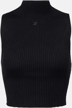 Courrèges Ribbed cotton and wool tank top