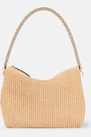 Jimmy Choo Callie raffia-effect shoulder bag