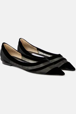 Jimmy Choo Love tulle-trimmed velvet ballet flats