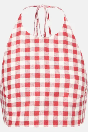 ASCENO Marseille gingham linen crop top
