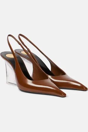 Saint Laurent Miller 80 leather slingback wedges