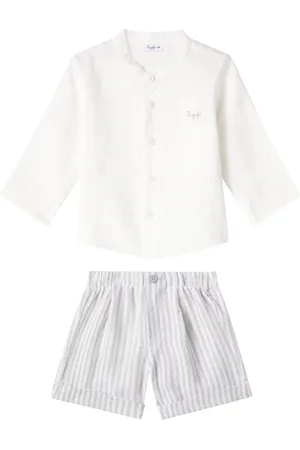 Il gufo Baby linen shirt and Bermuda shorts set
