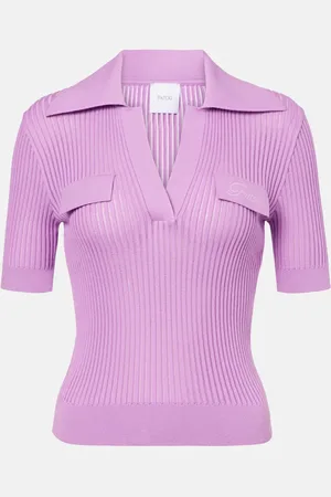 Patou Ribbed-knit cotton polo shirt