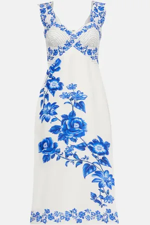 Farm Rio Floral Cascade linen midi dress
