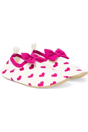 Konges Sløjd Bow-detail printed seersucker booties