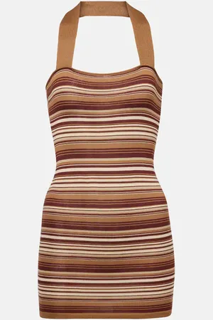 AYA MUSE Striped silk-blend halterneck minidress