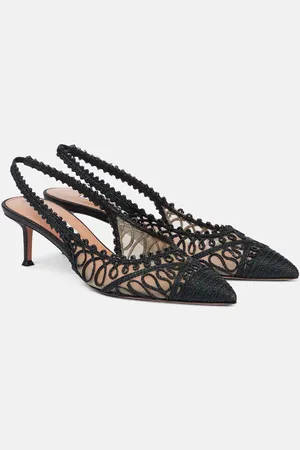Aquazzura Kahlo 50 raffia-effect slingback pumps