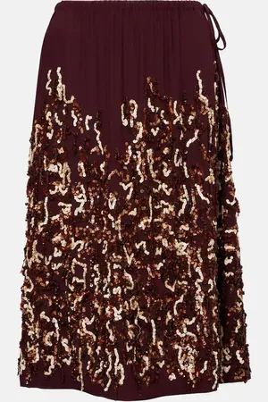DRIES VAN NOTEN Sequined silk midi skirt