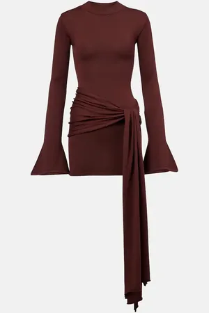 AYA MUSE Draped silk and cotton minidress