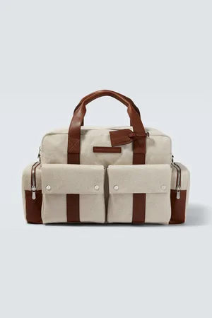 Brunello Cucinelli Leather-trimmed canvas duffel bag