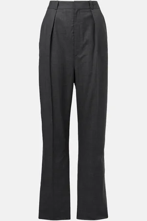 LEMAIRE Pleated wool twill straight pants