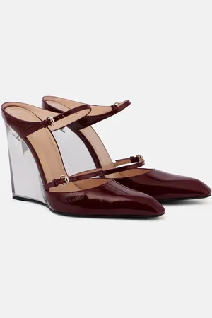 Gucci Logo leather wedges