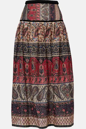 VALENTINO Paisley cotton mousseline midi skirt
