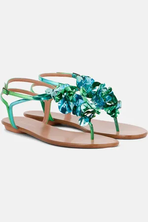 Aquazzura Summer Sun metallic leather thong sandals
