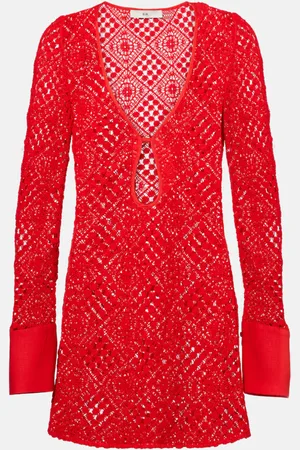 SIR Rayure crochet cotton minidress