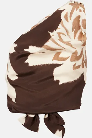 SIR Floral one-shoulder silk satin top