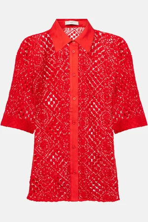 SIR Rayure cotton-blend crochet shirt