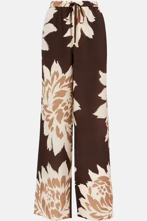 SIR Floral silk satin wide-leg pants