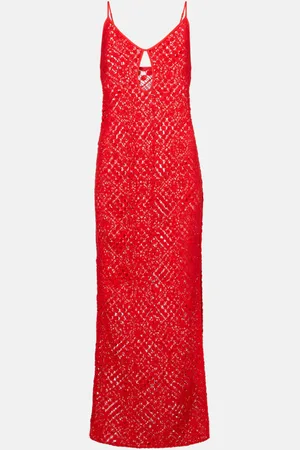 SIR Rayure crochet cotton maxi dress