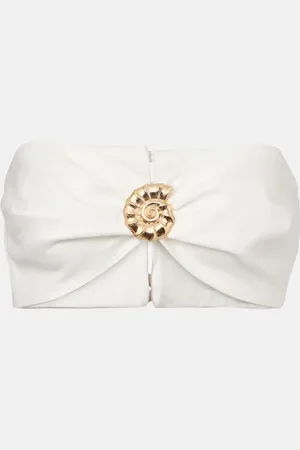 Adriana Degreas Embellished cotton-blend bandeau top