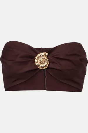 Adriana Degreas Embellished cotton-blend bandeau top